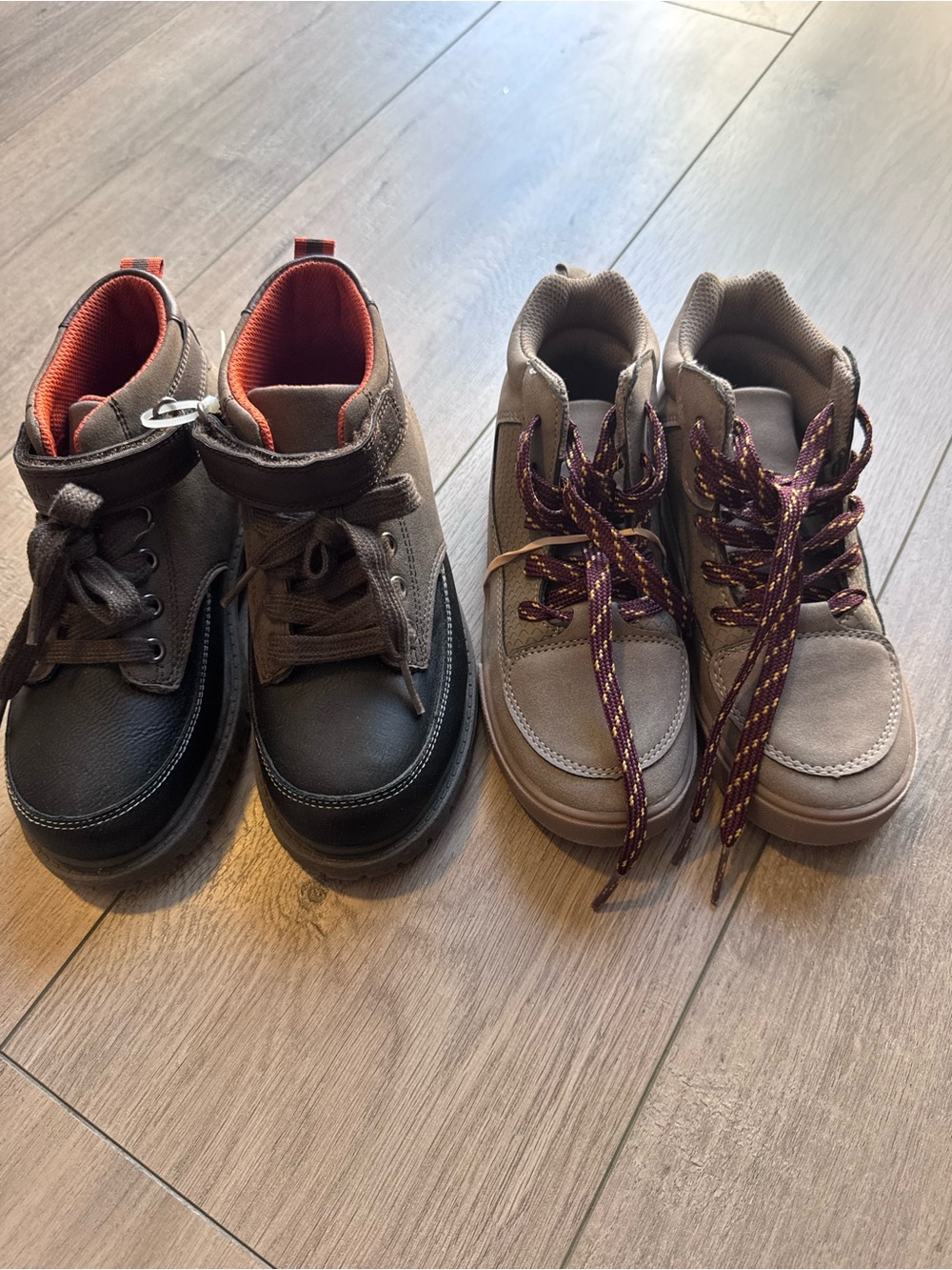 OshKosh B'gosh Boys Sz 13 Bundle of 2 Boots with Orange Liner and Maroon Laces